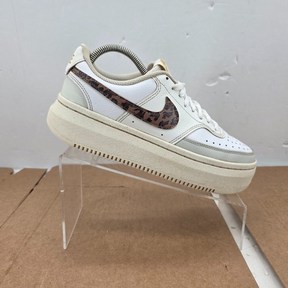 NIKE Comfort Court Vision Alta Women's White Sneakers DO2791-100 Sz 9.5 Cheetah